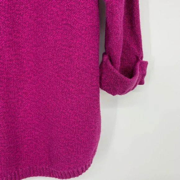 Karen Scott Sweater Purple Crewneck Pullover Rolled Cuff 3/4 Sleeve - Picture 9 of 10